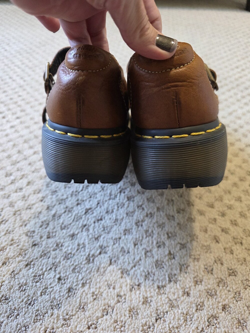 Vintage Dr. Martens Mary Jane Shoes with Yellow Stitching - Picture 5 of 9